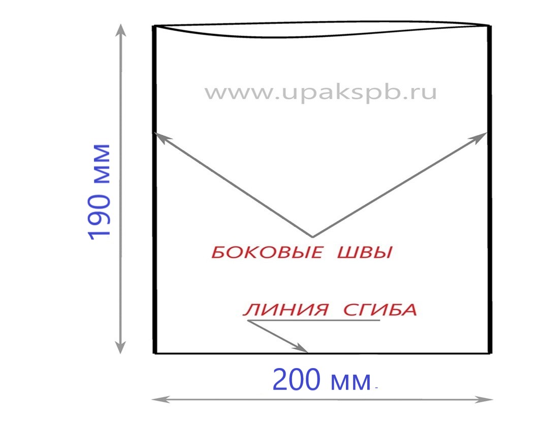 Схематичное изображение пакета 200190 мм 45 мкм 