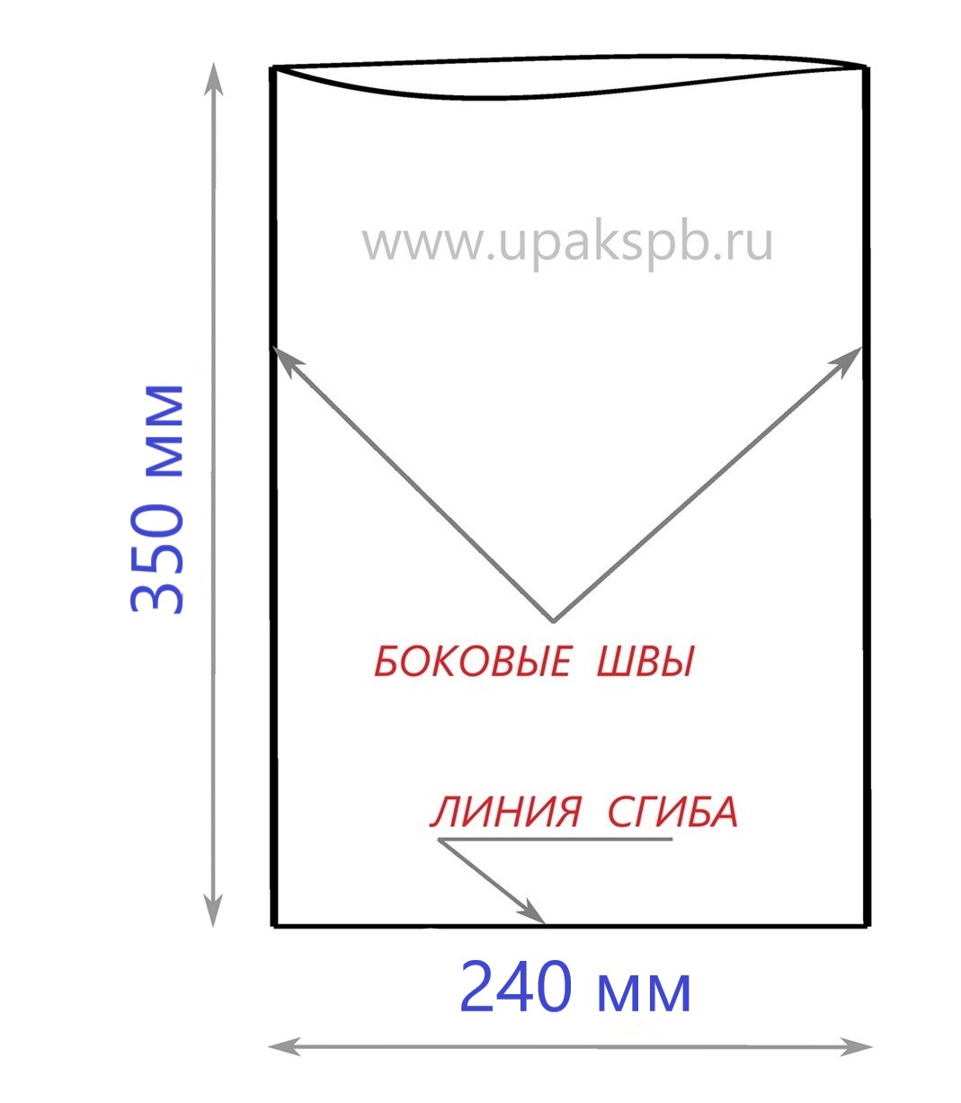 Схематичное изображение пакета 240*350 мм 45 мкм 