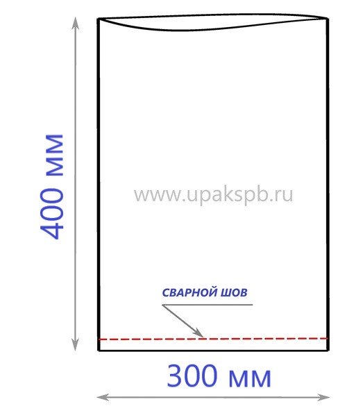 Схематичное изображение пакета 300/400 мм 45 мкм 